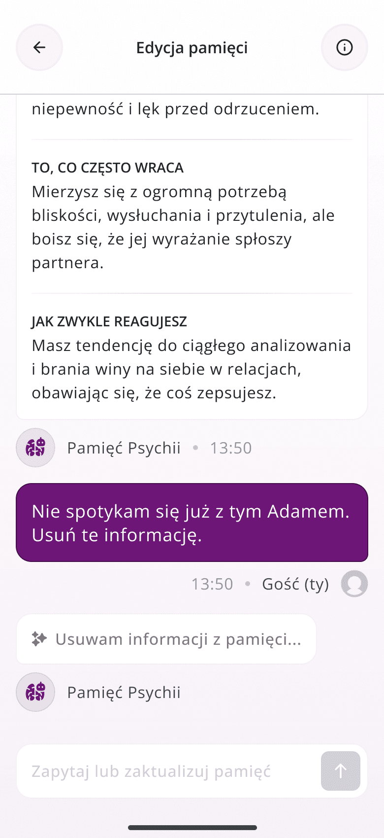 Editing memory by asking Psychia