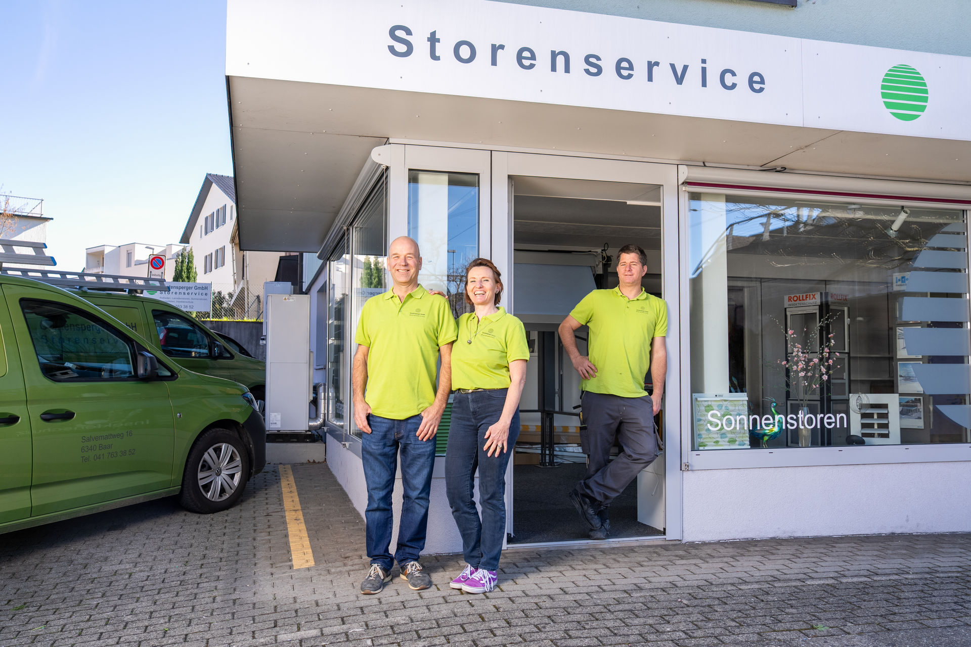 Güntensperger GmbH Storenservice – Showroom und Ladenfassade in Baar, Kanton Zug