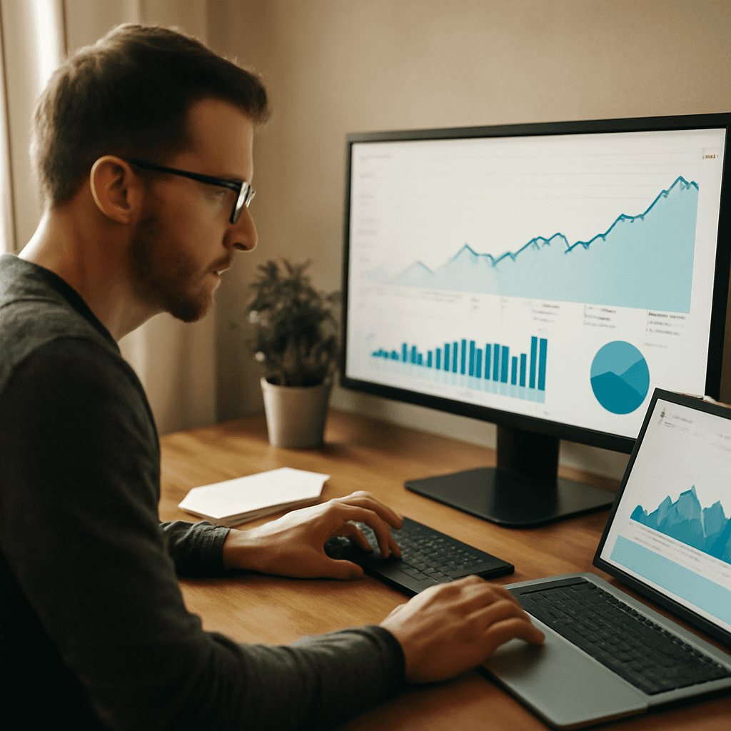 digital marketer analyzing website traffic data