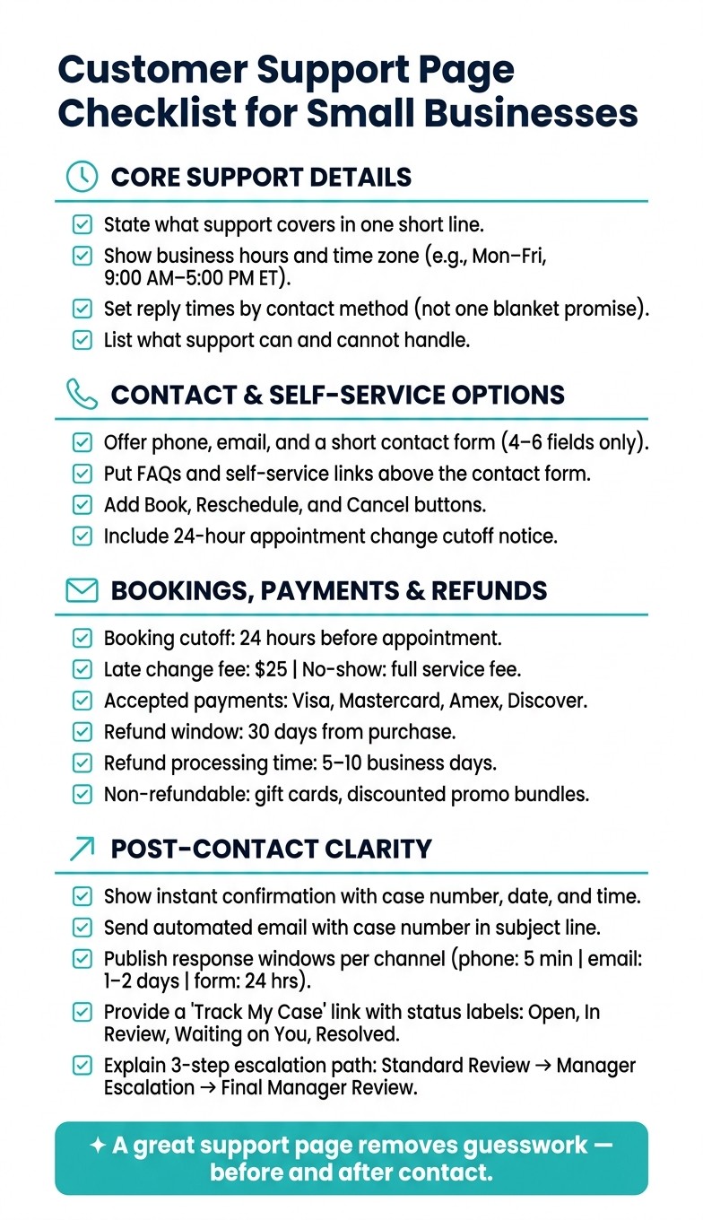 Customer Support Page Checklist for Small Businesses