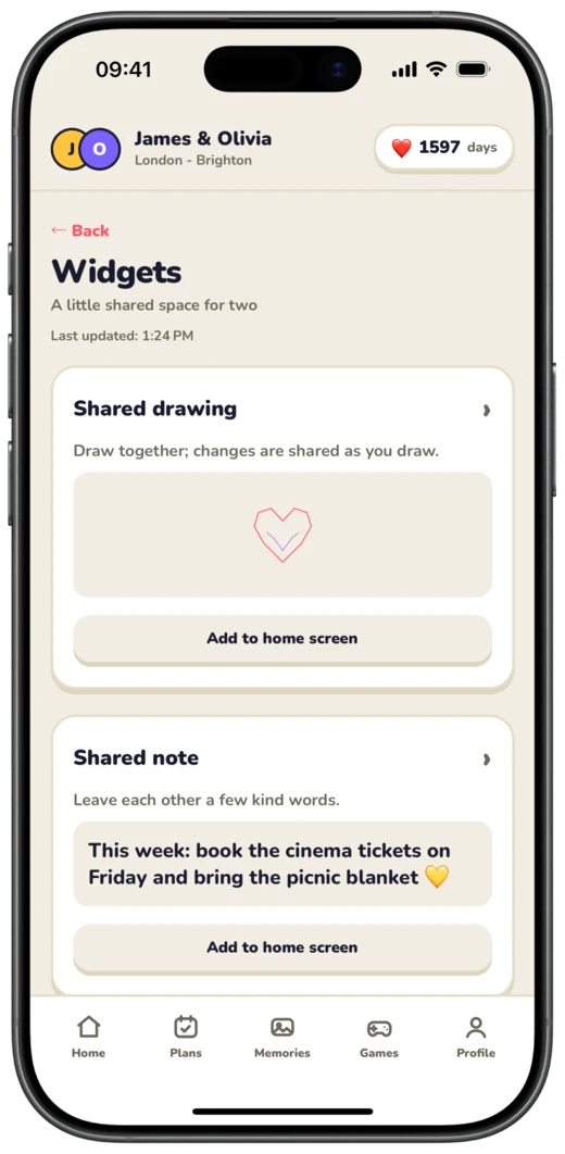 Shared widgets screen