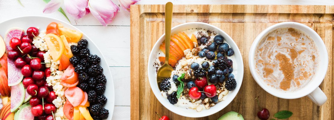 a healthy breakfast cereal topped with berries