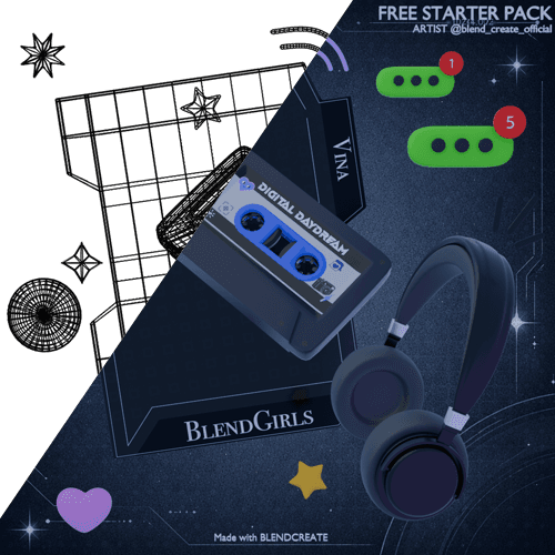 Blender 3D cassette scene render created with BlendCreate starter pack