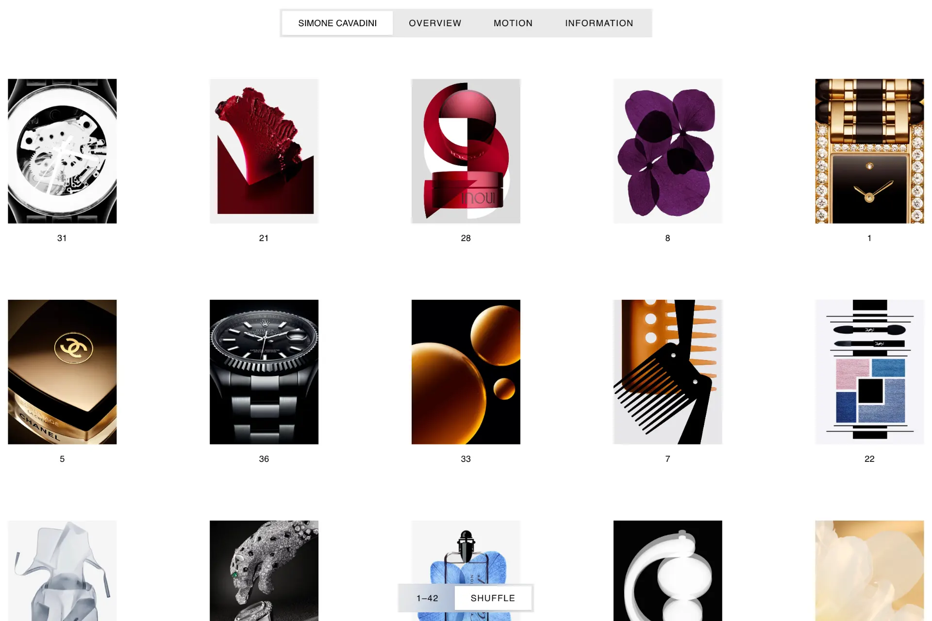 Screenshot of Simone Cavadini website