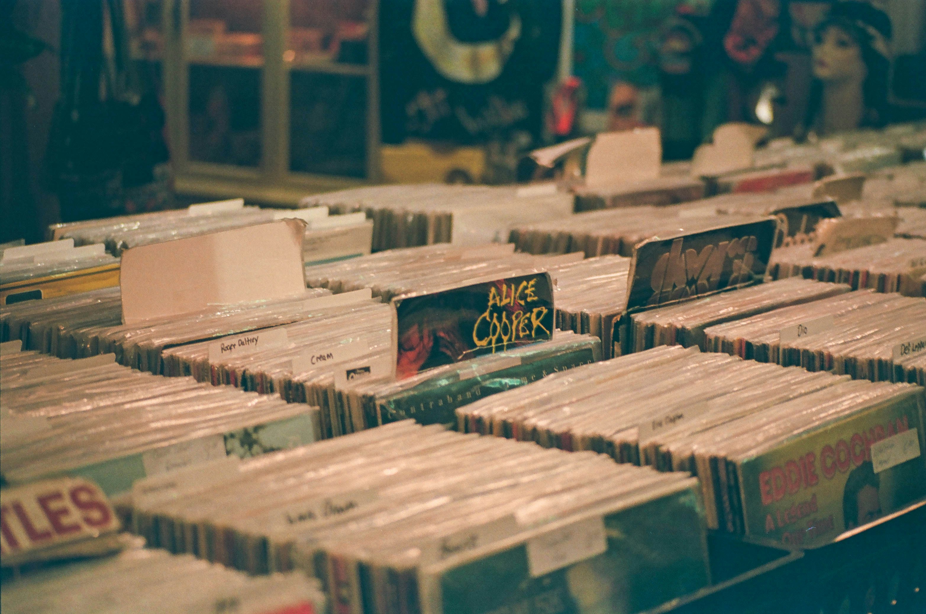A record store music collection
