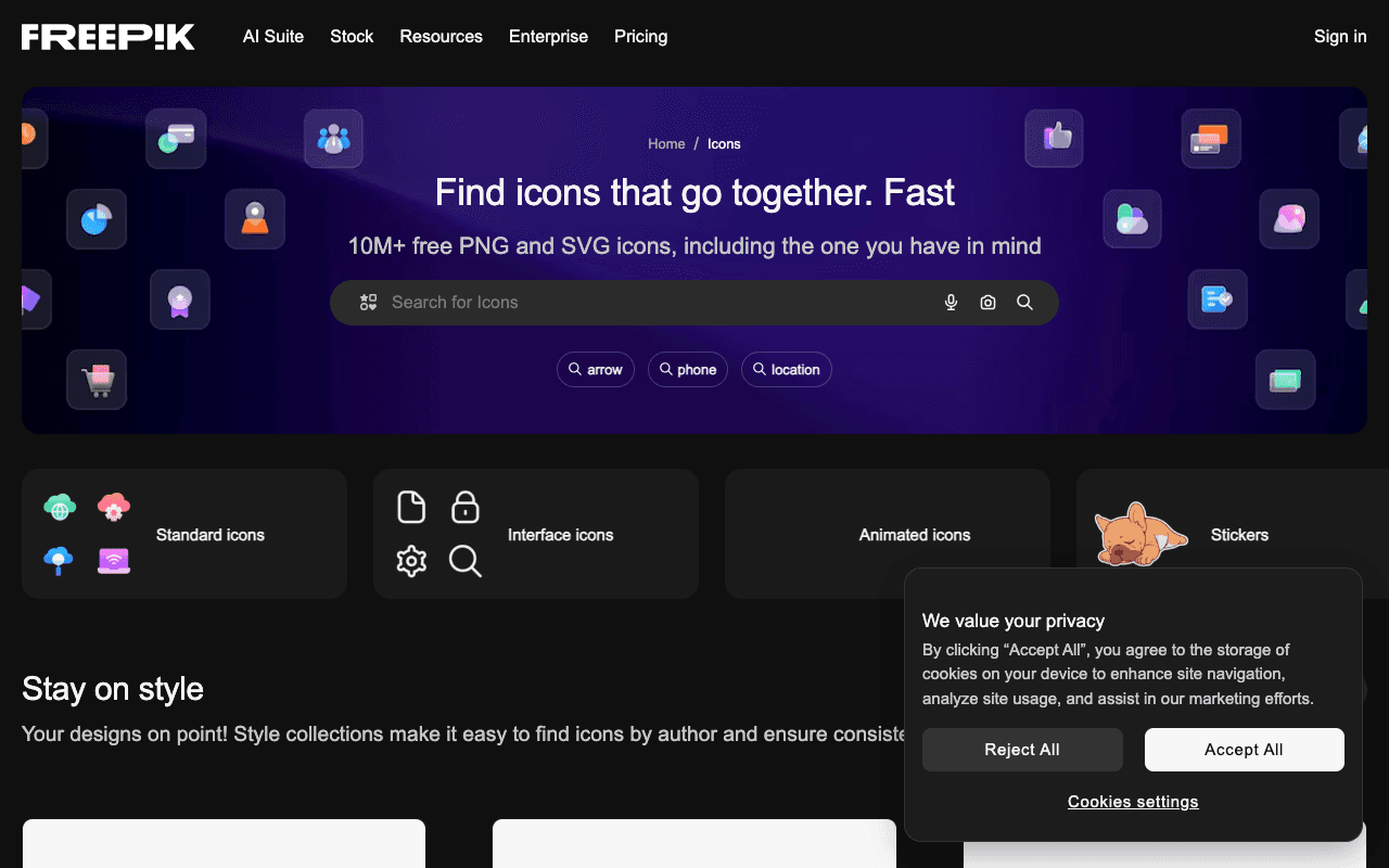 Iconfinder екранна снимка