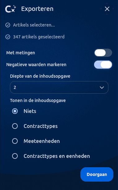 Export options