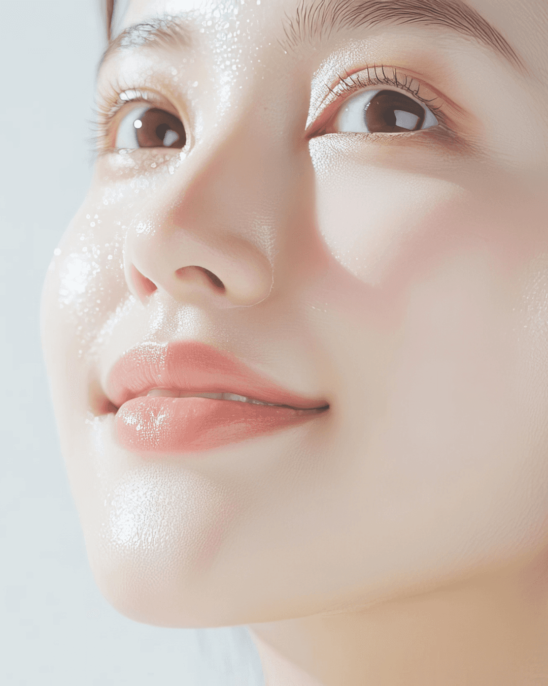 Woman with dewy, glowing skin