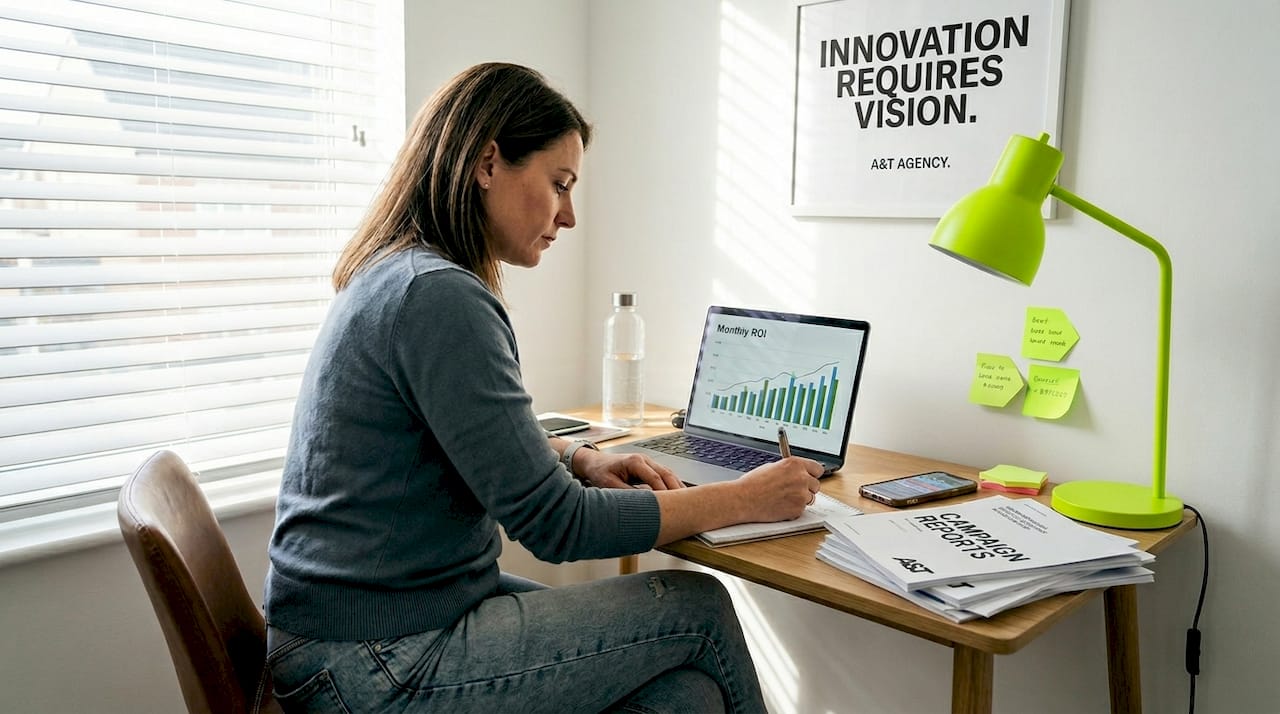 Marketer analyzing digital ROI reports