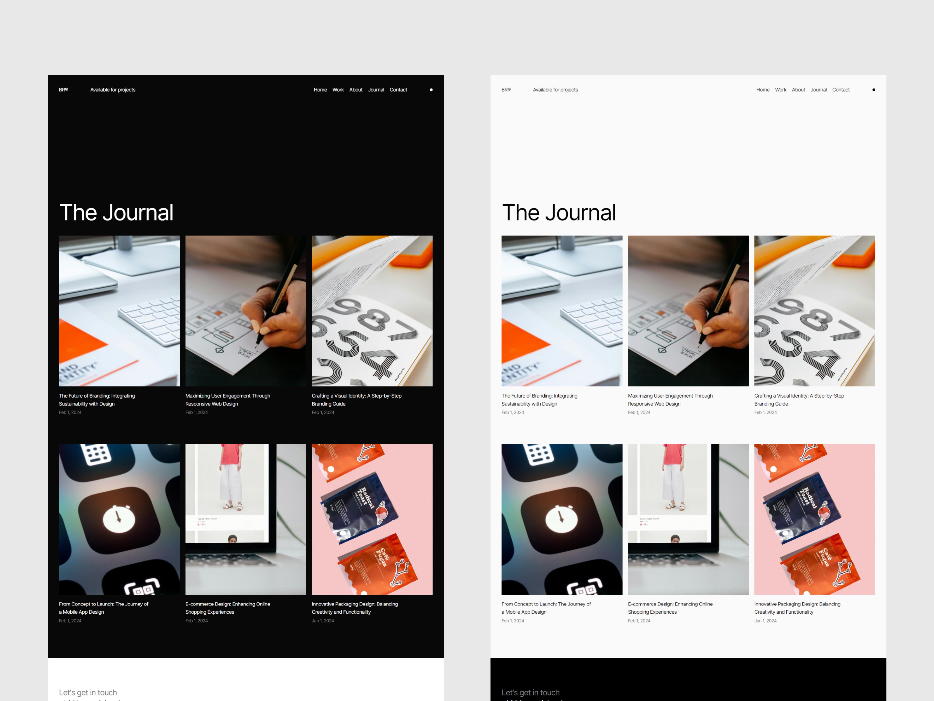 Bruce Framer portfolio template blog page