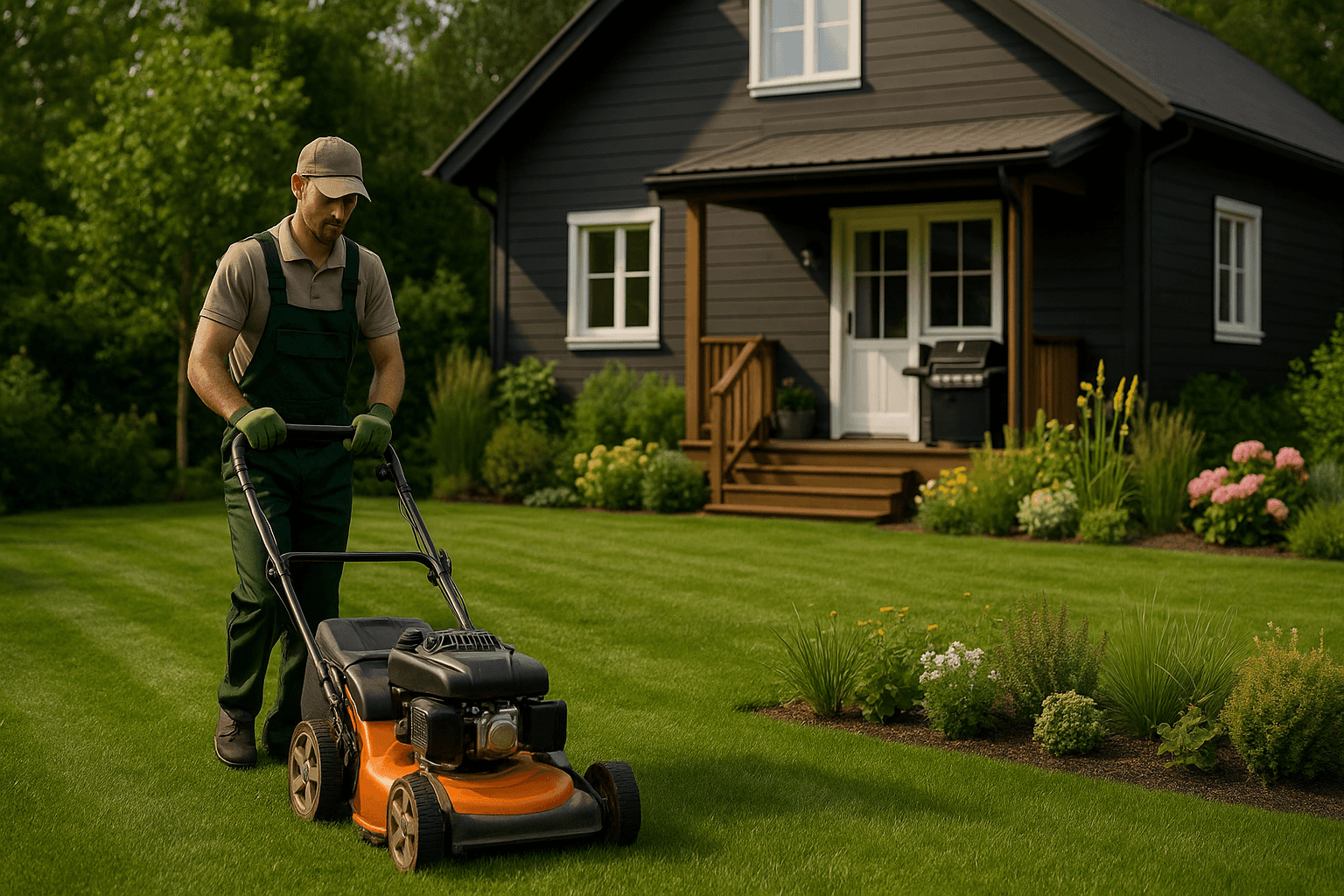 Man mowing the lawn