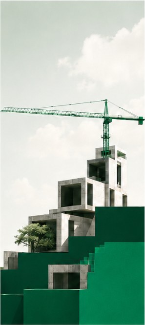 Công trình đang xây dựng với cần cẩu