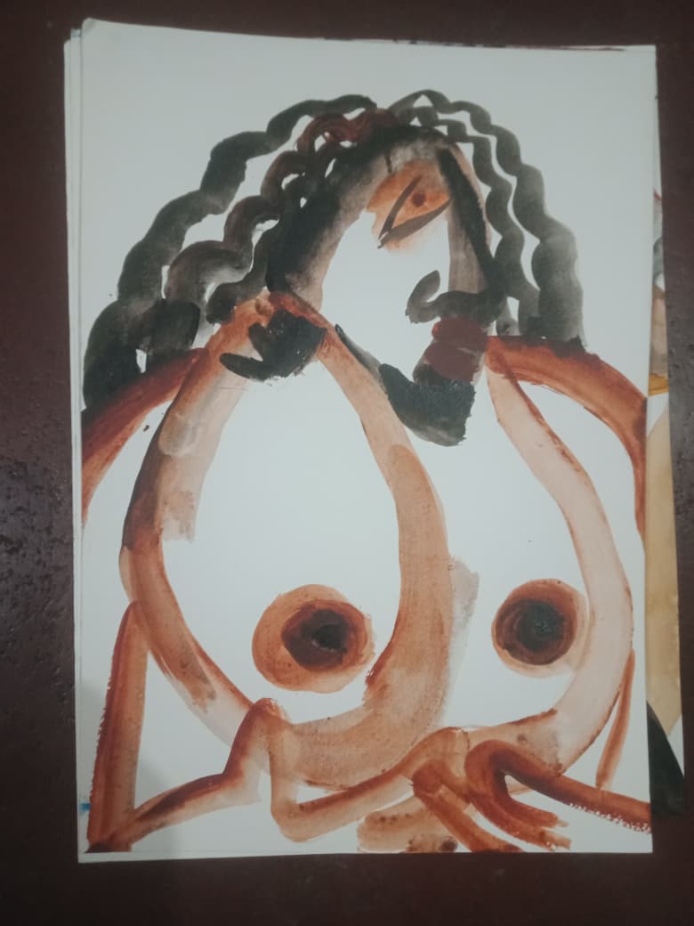 herd of sheep on road painting