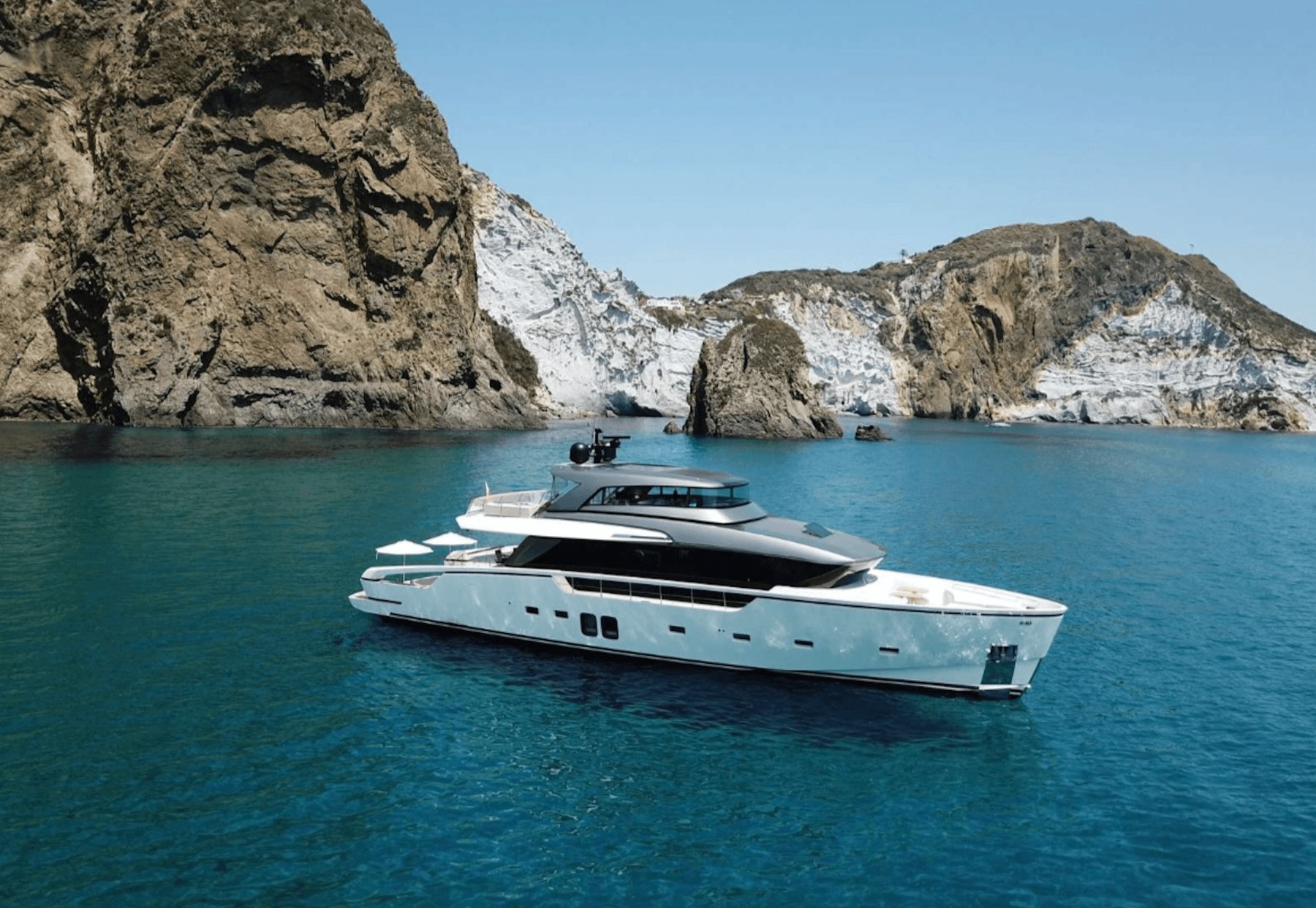 Luxury yacht in a turquoise bay