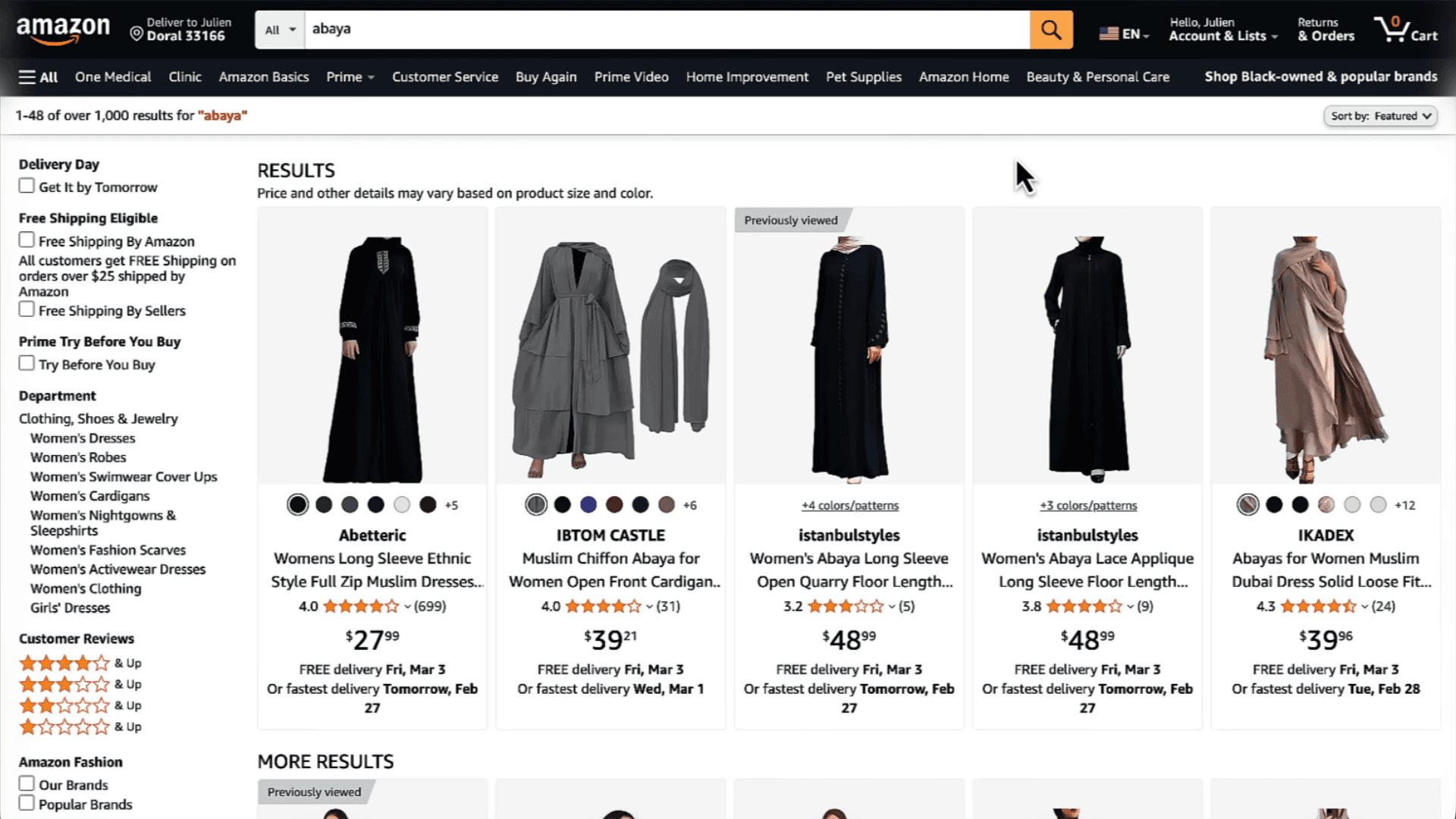 Les abayas sur Amazon US
