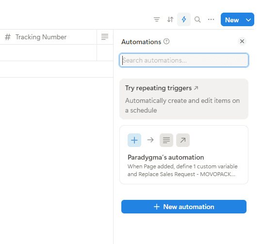 Automazione del database shipment