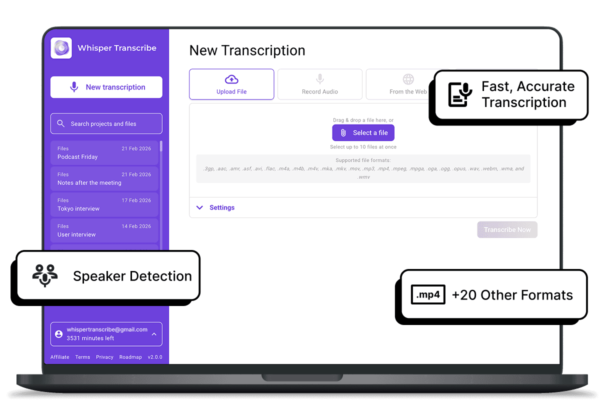 Transcribing podcasts or YouTube videos