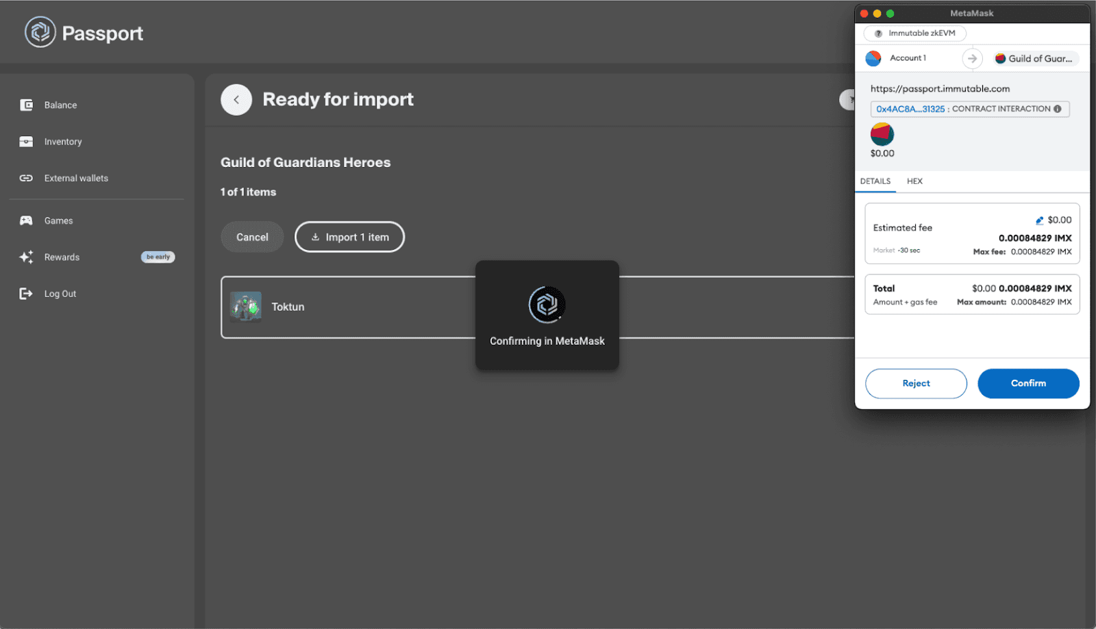 Confirmation spinner