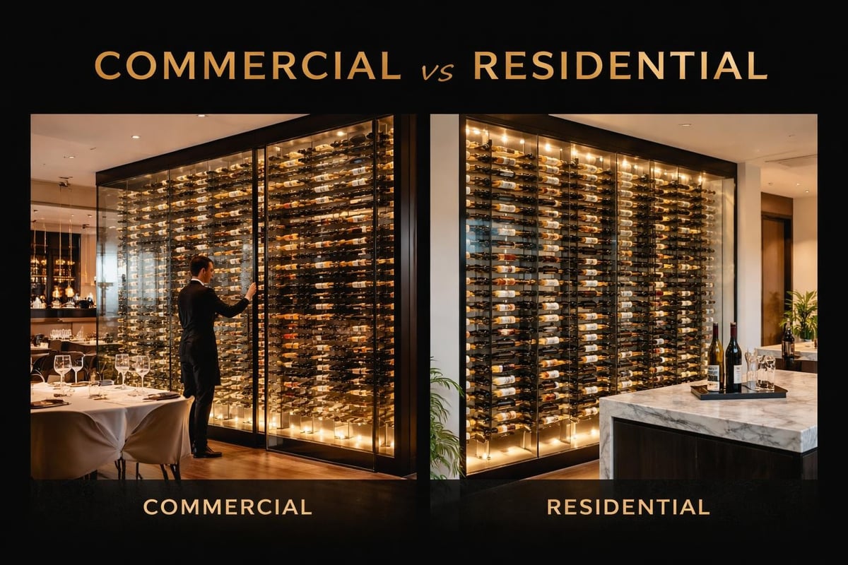 Commercial versus residential wine walls