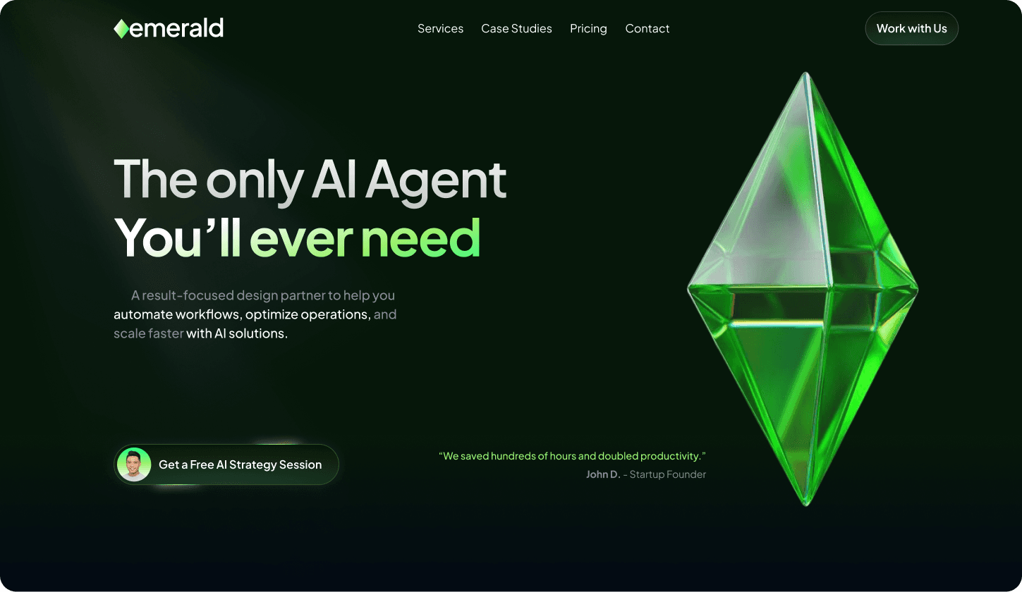 A design of hero section in green