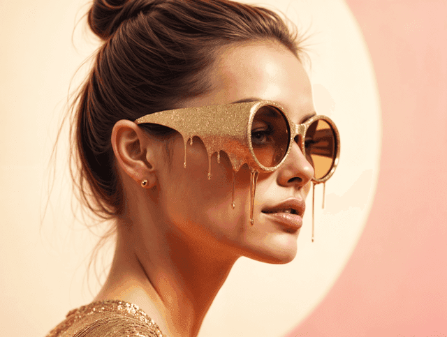 Woman with Gold Drip Sunglasses