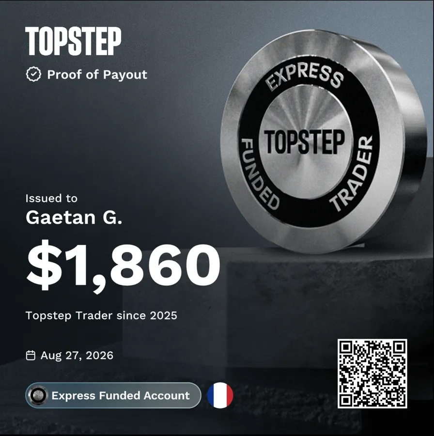 Preuve de payout Topstep d'un membre LST