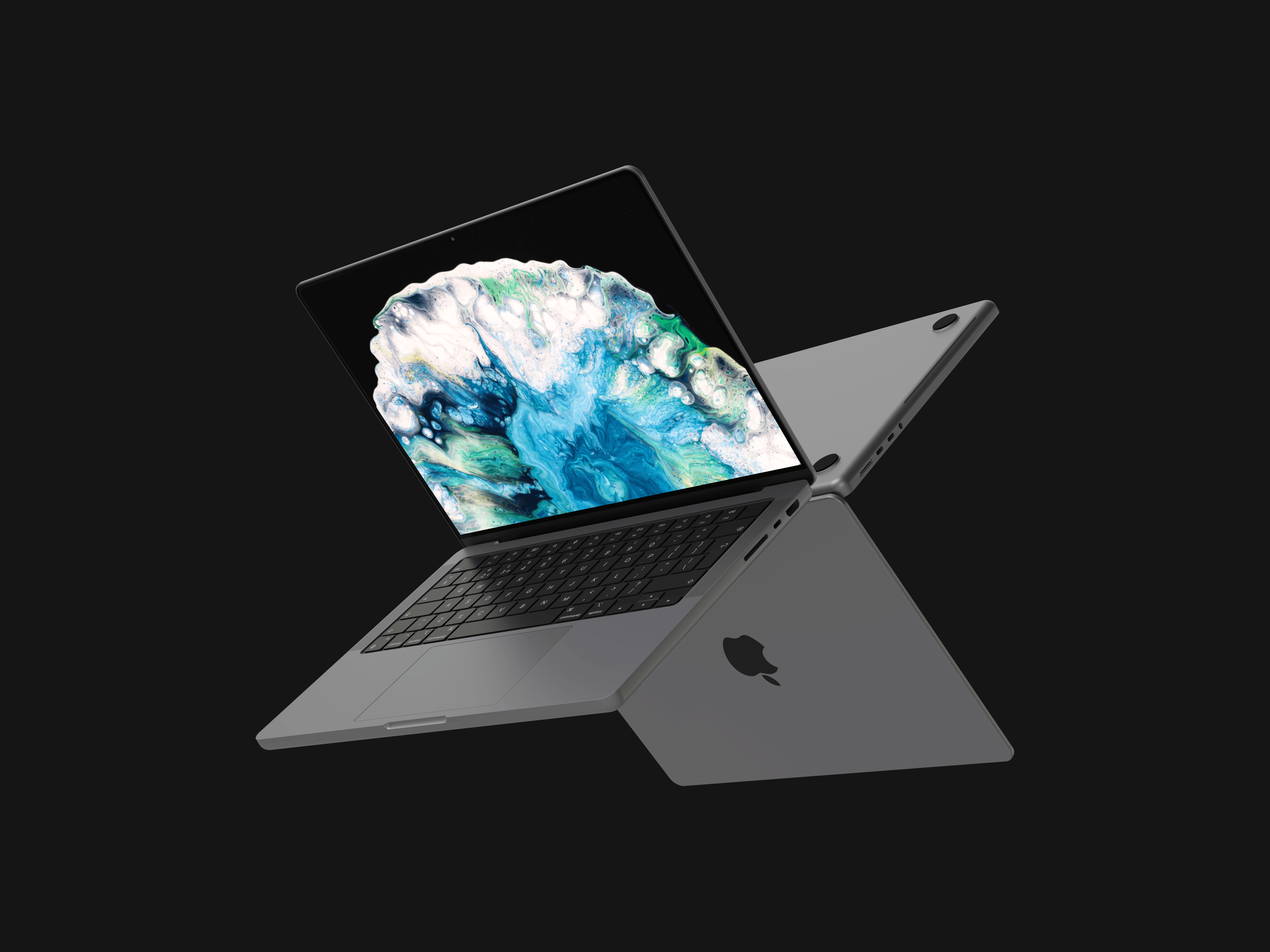 Mockup of a space grey macbook