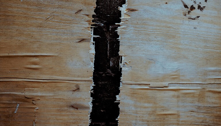 Wood damaged split in half