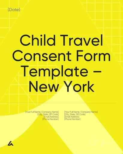 Child Travel Consent Form Template – New York