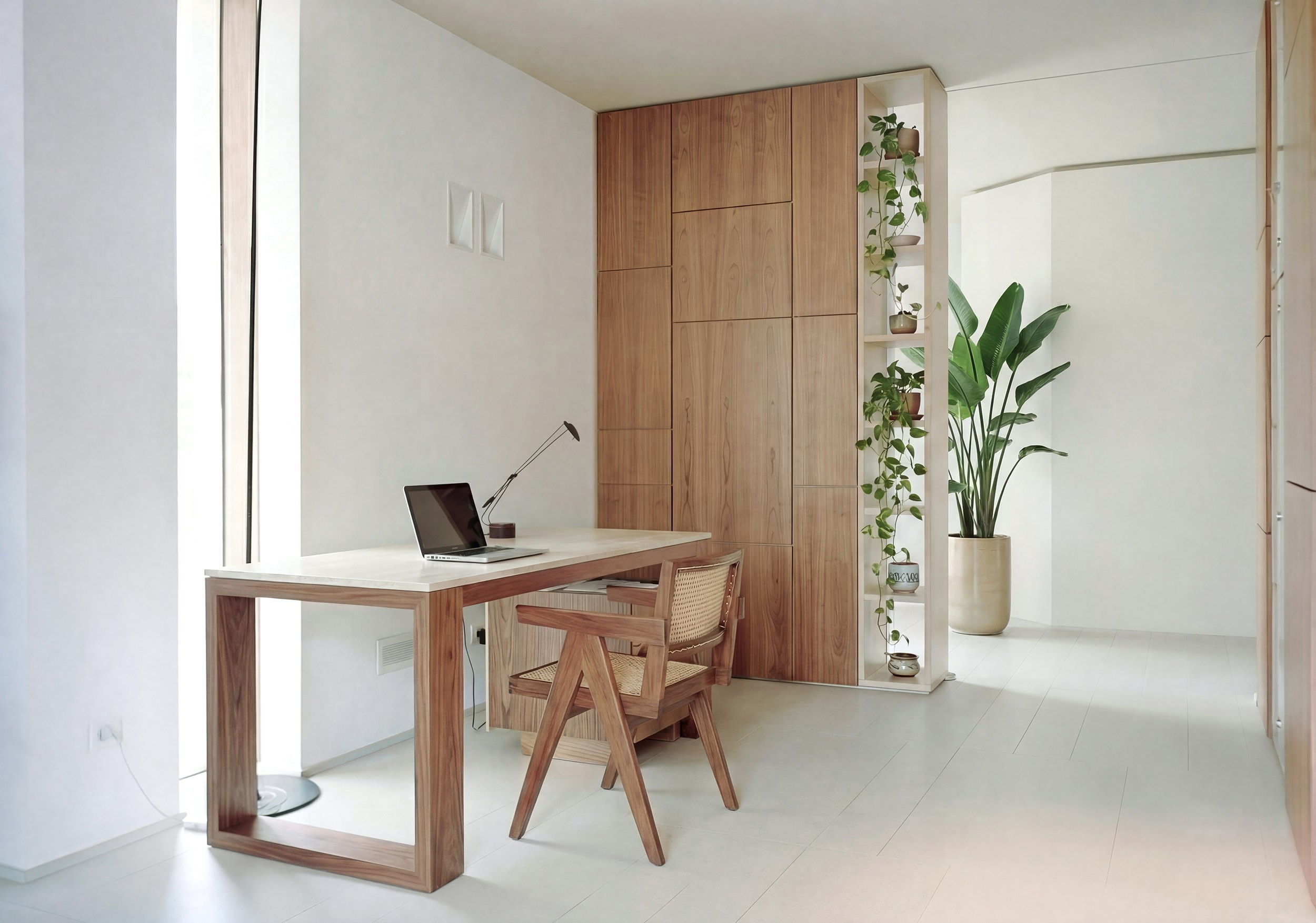 Small workshop with a metal table in the middle