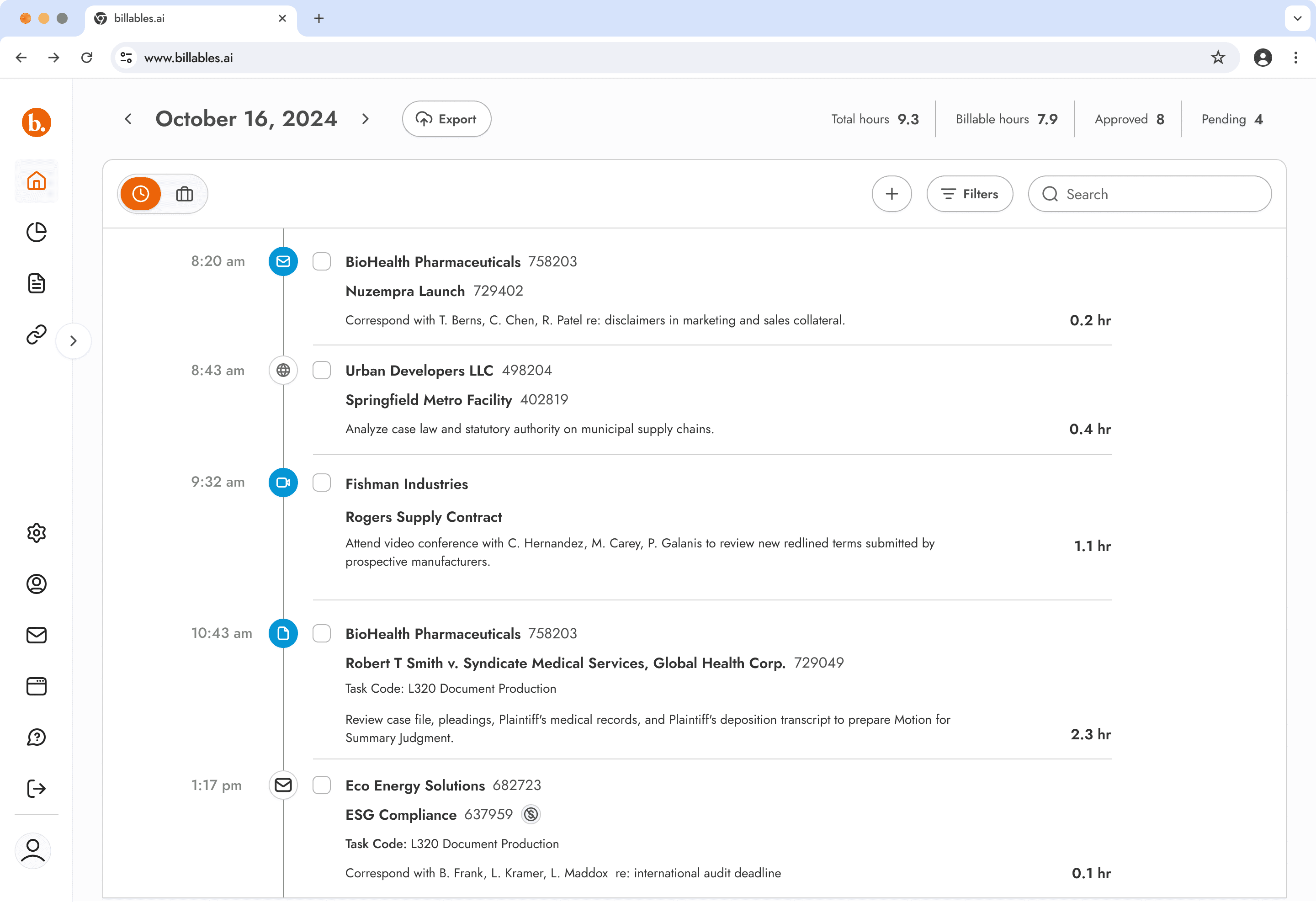 Billables product UI
