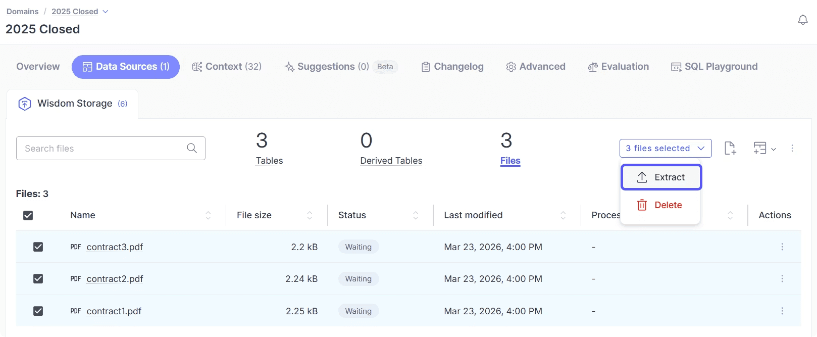 tabular extractions from unstructured data in wisdomAI