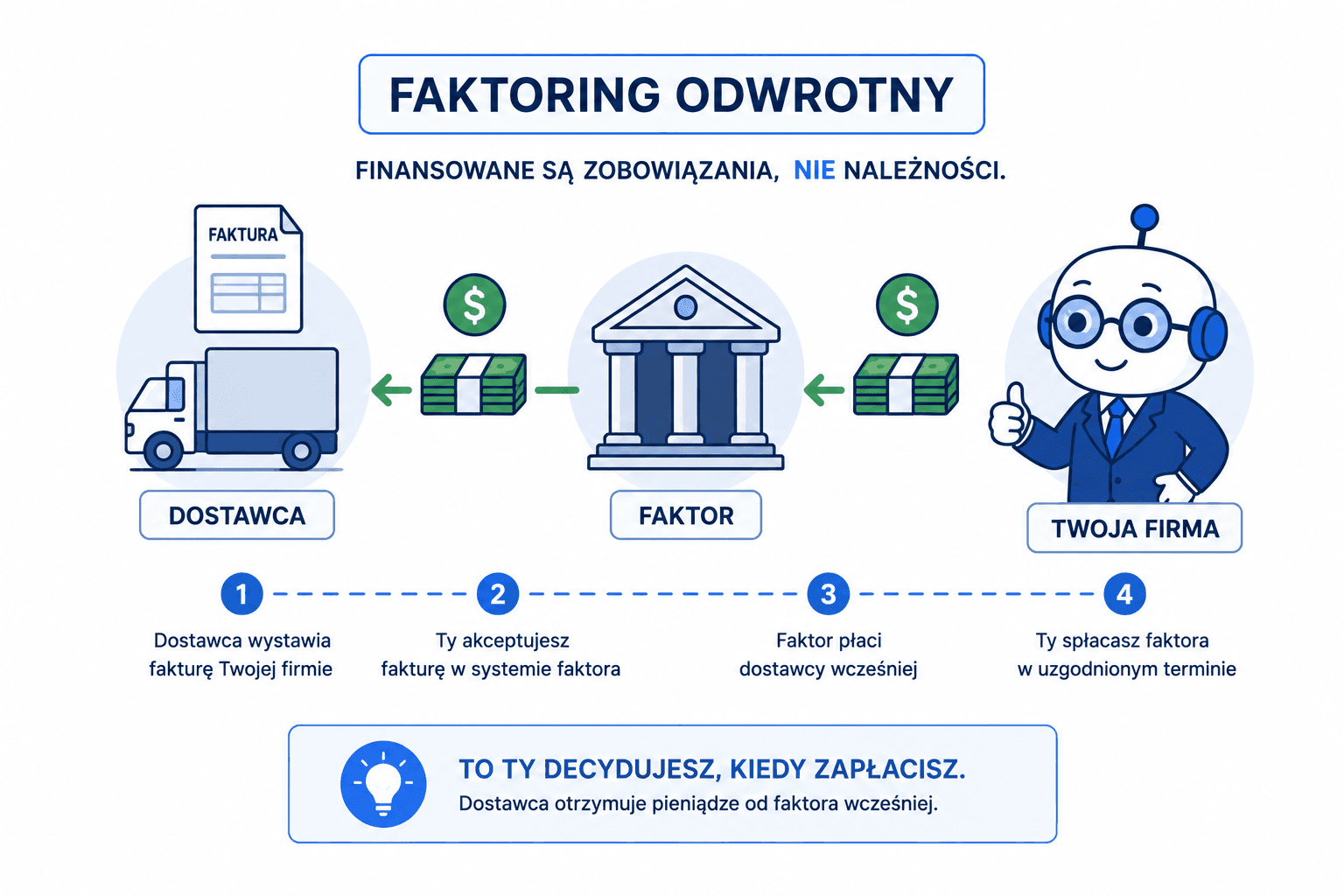 faktoring odwrotny – finansowanie zobowiązań wobec dostawców ilustracja