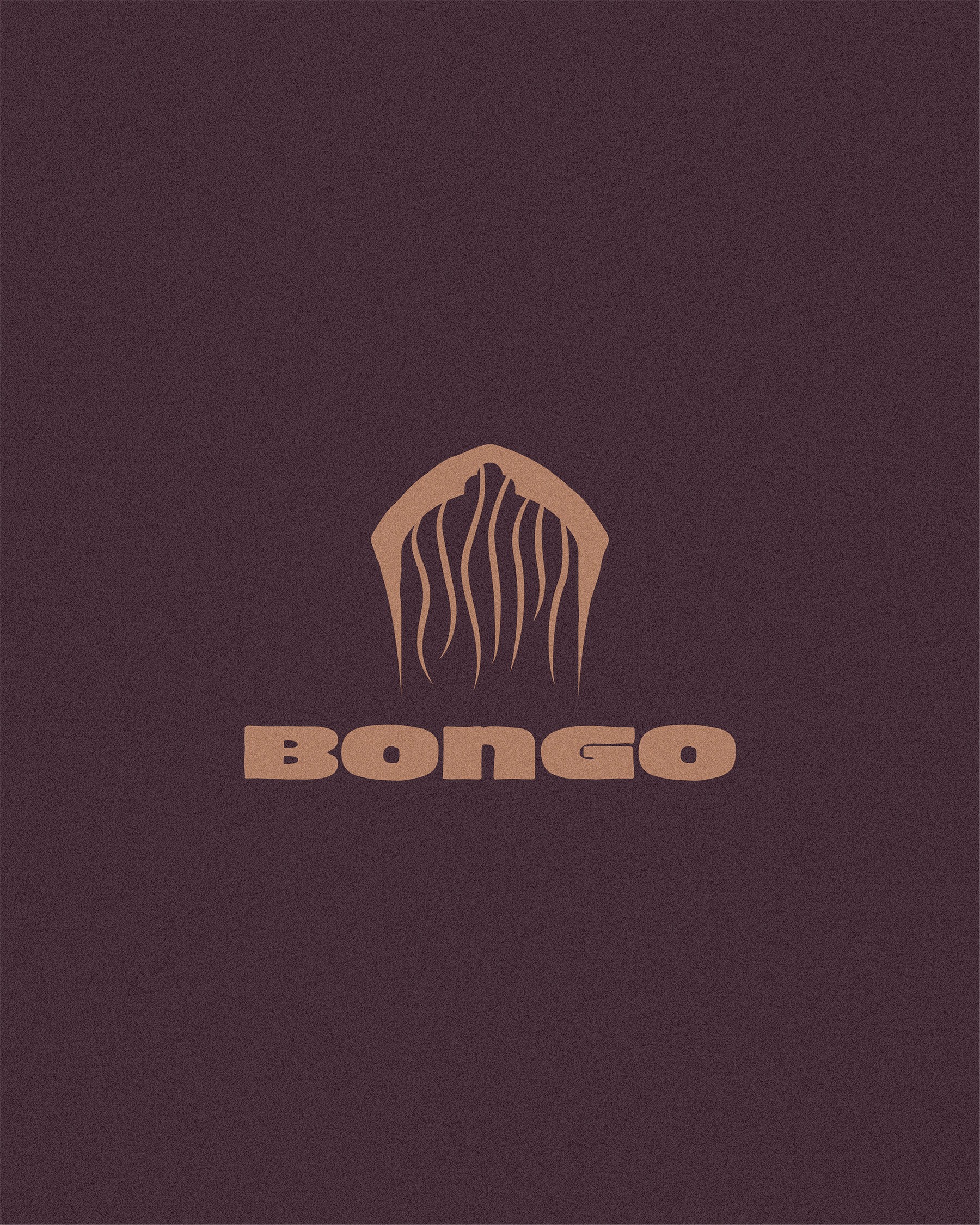 Bongo logo on brown background with beige organic symbol