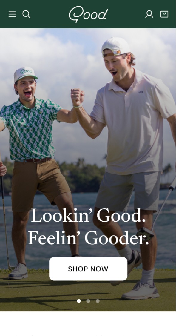 Mobile homepage hero banner with lifestyle imagery and promotional messaging