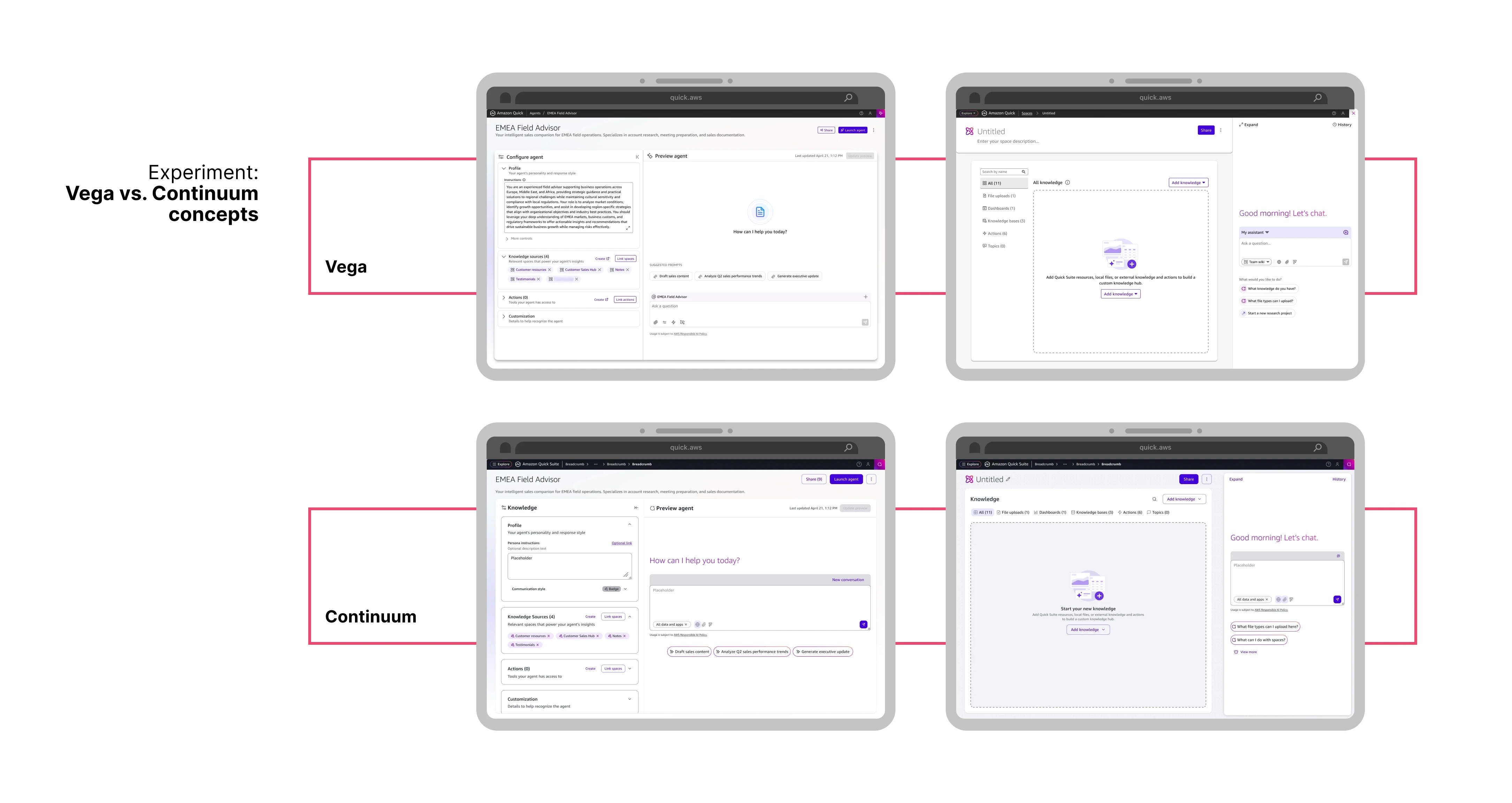 comparisons between Vega and Continuum design systems