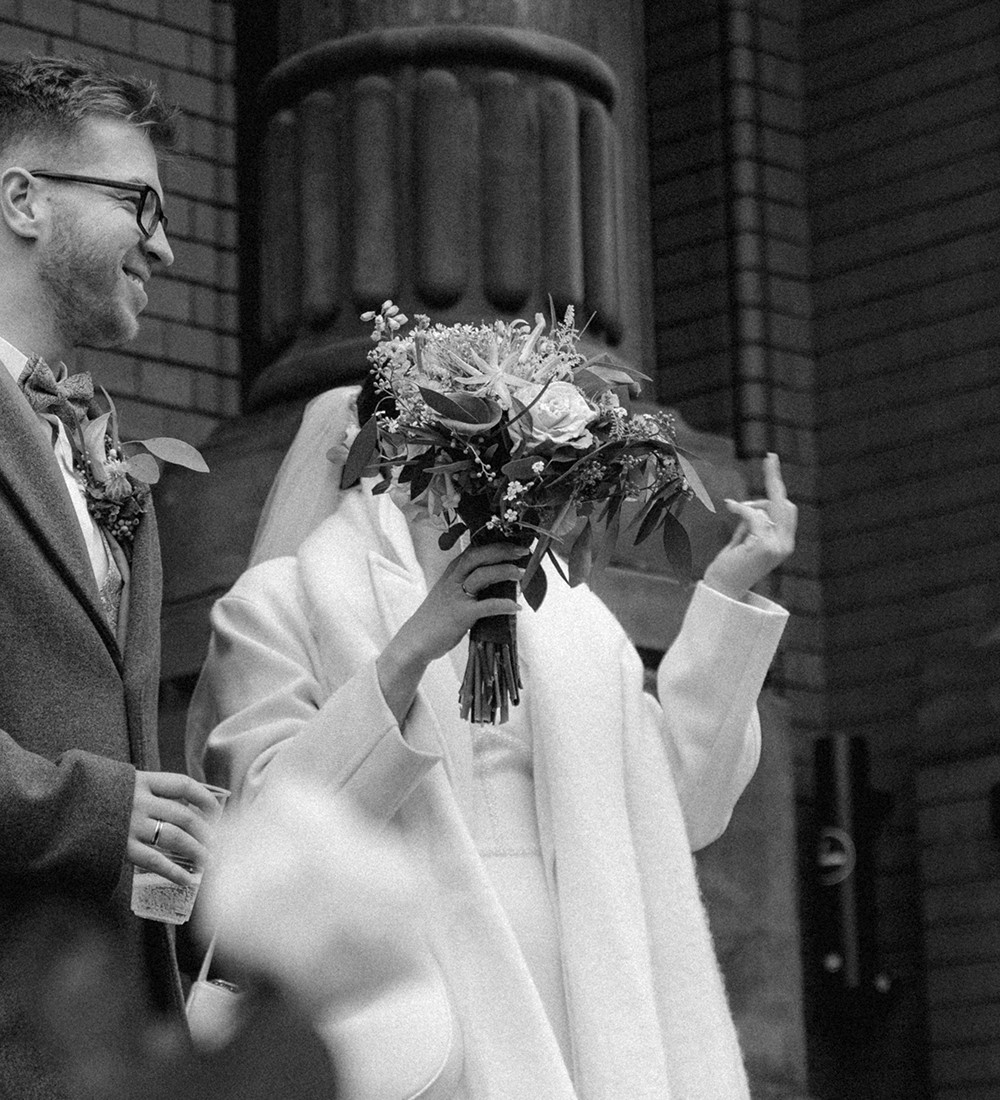 Bride in black and white