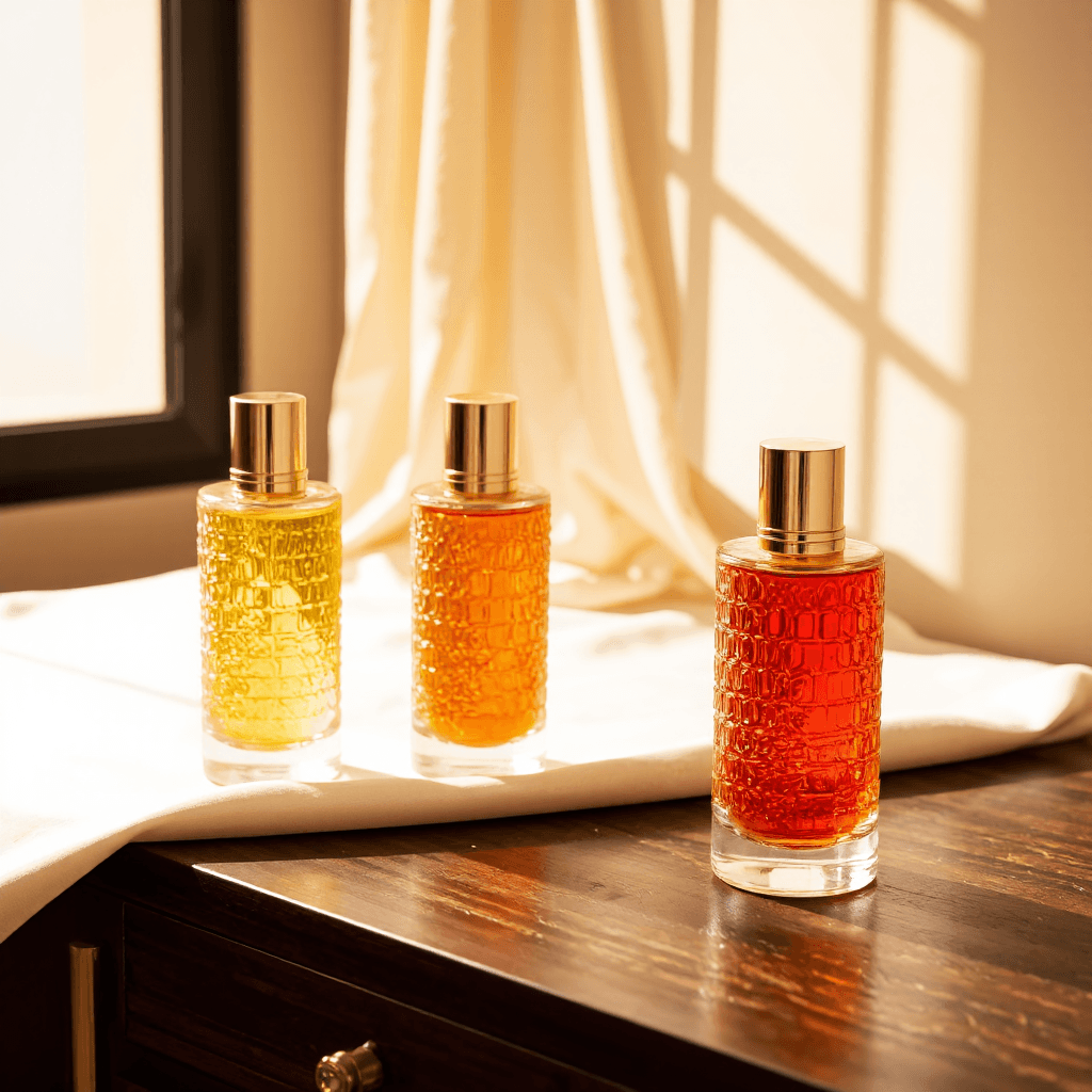 product photography of a collection of perfume bottles