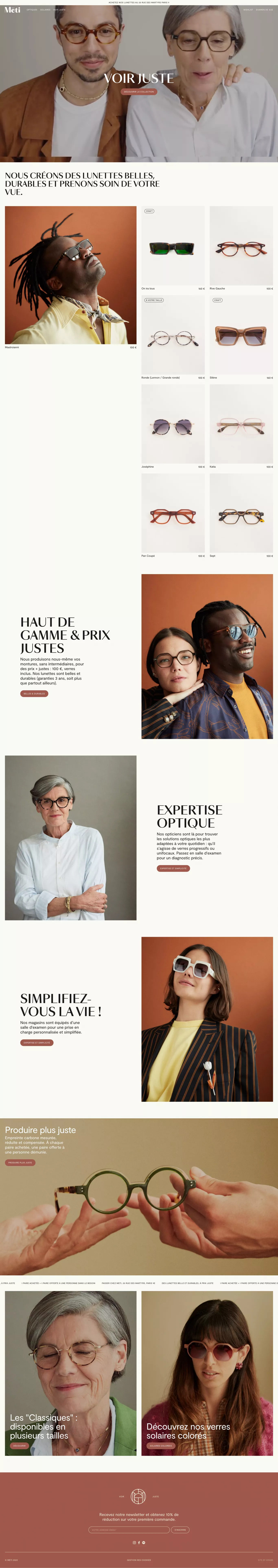 Meti ecommerce page screenshot showcasing Fashion and Ecommerce design