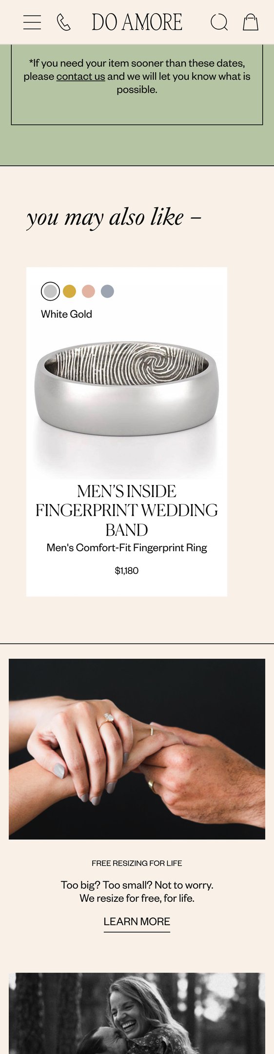 Jewelry product options include: ring for Men's Fingerprint Wedding Band from Do Amore.
