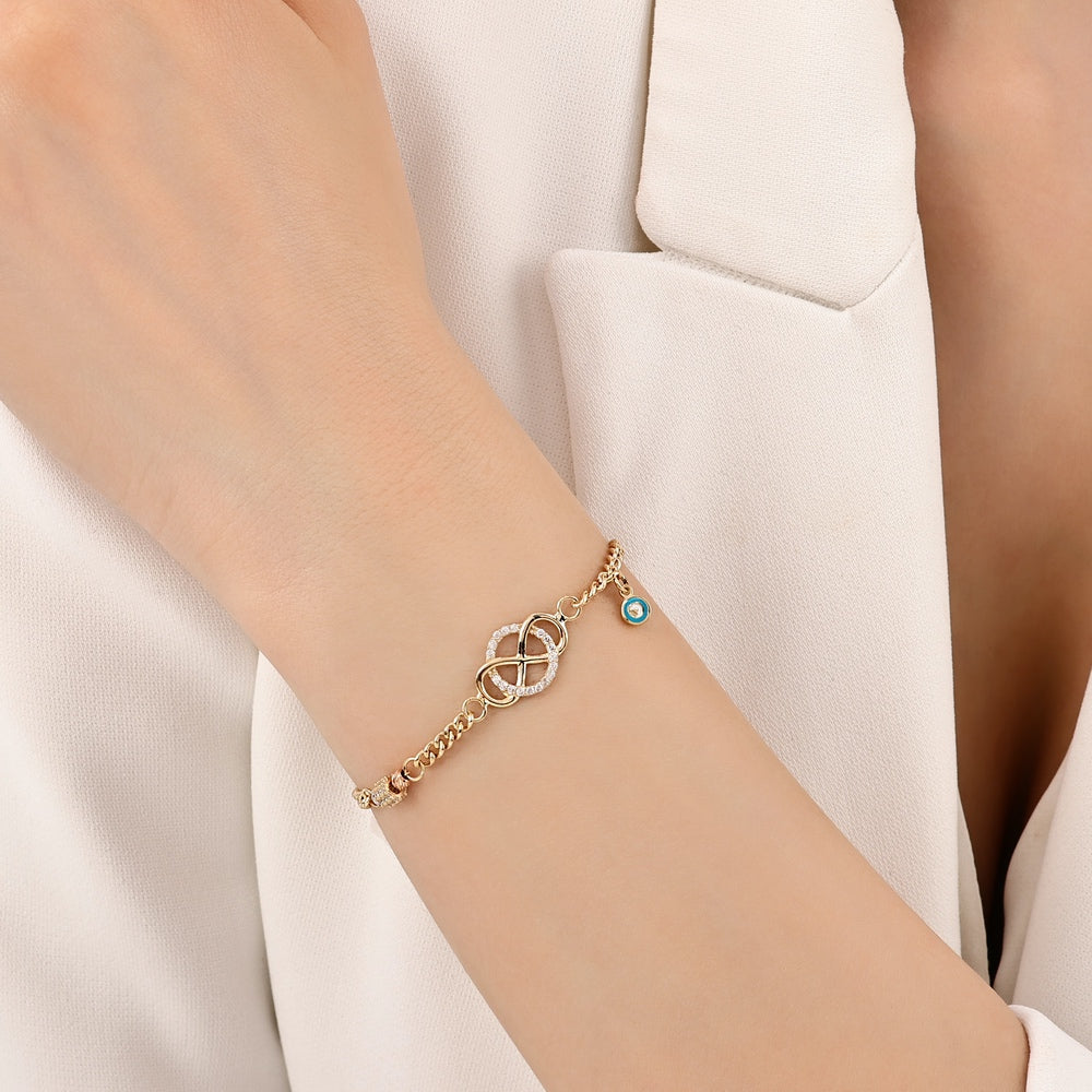 Assos Pırlanta 14 Ayar Altın Sonsuzluk Figürlü Şık Tasarım Bileklik