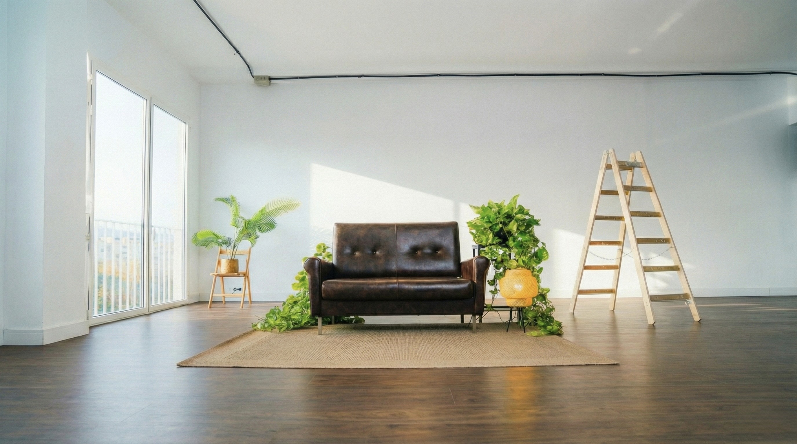 Profile of a young person with curly hair in a hoodie looking up at a bright sky beam.