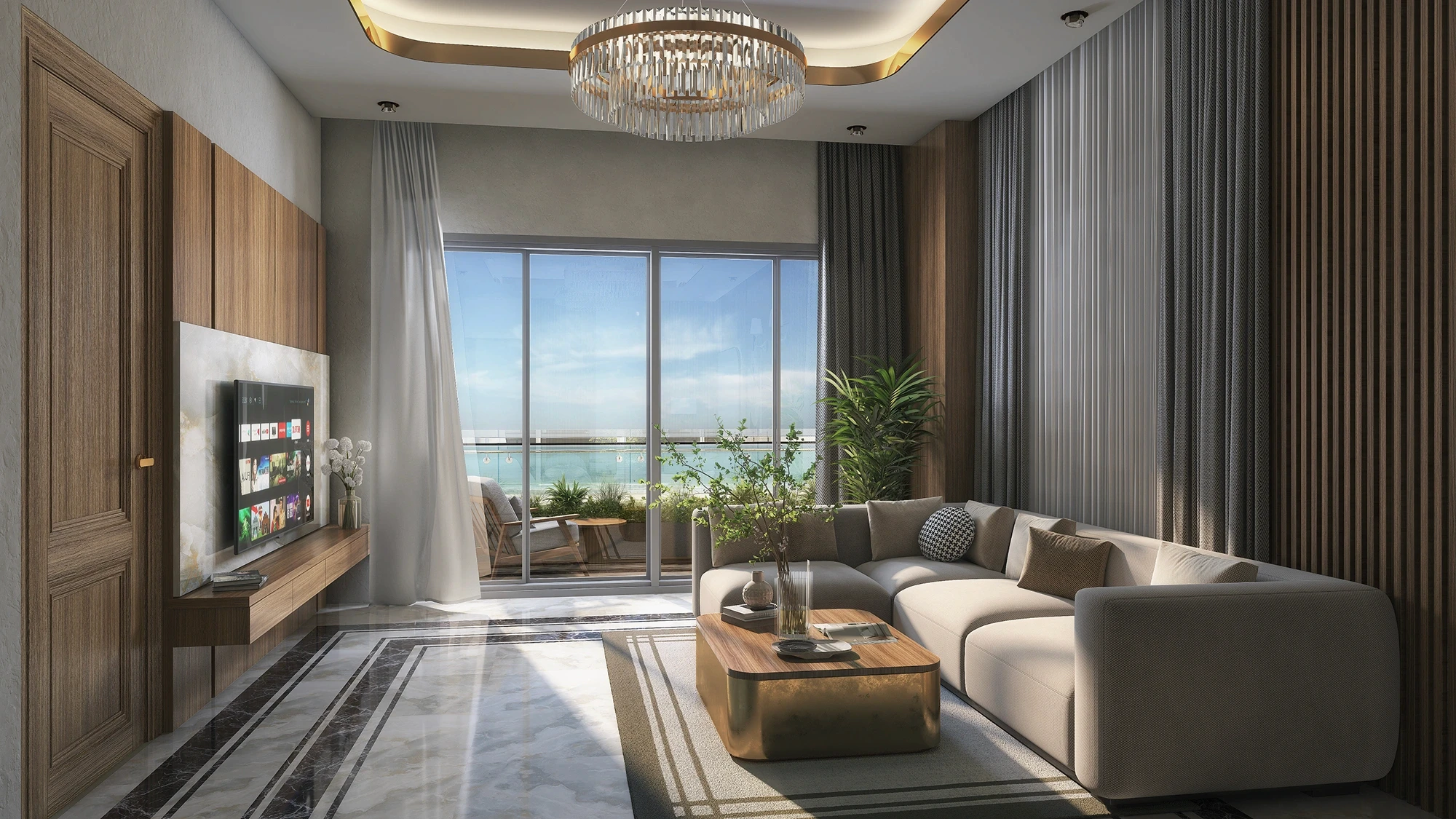 Living room in Beach side luxury residence in Mangalore