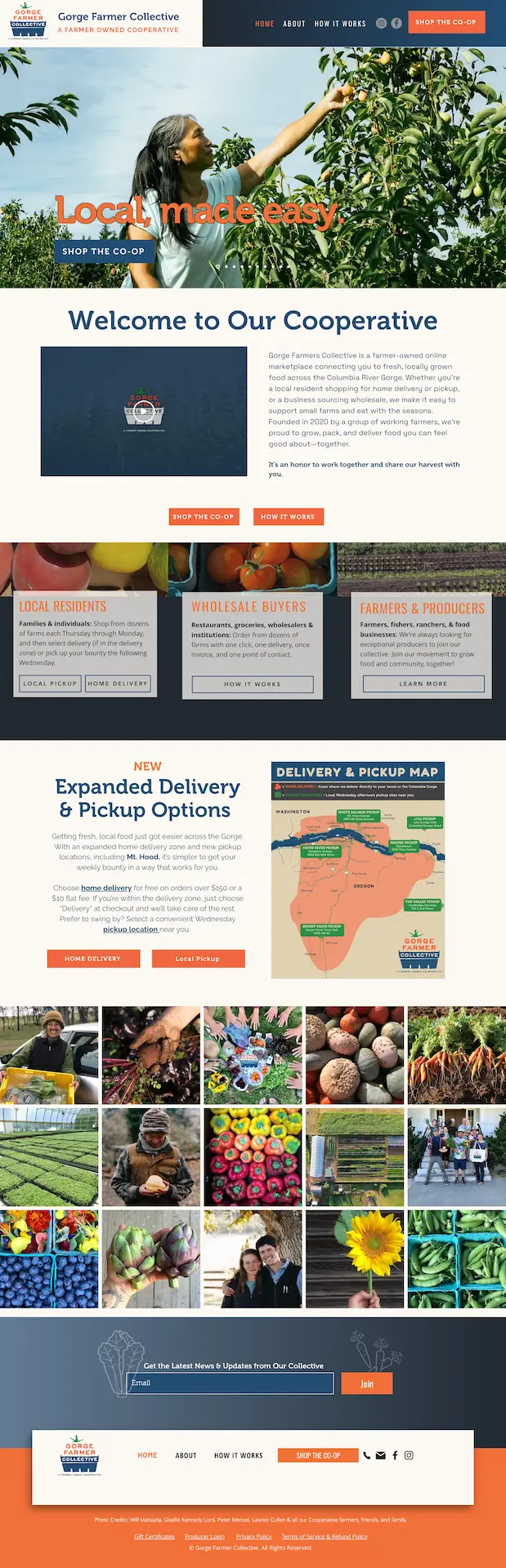 Full page preview of farm-to-table marketplace website redesign