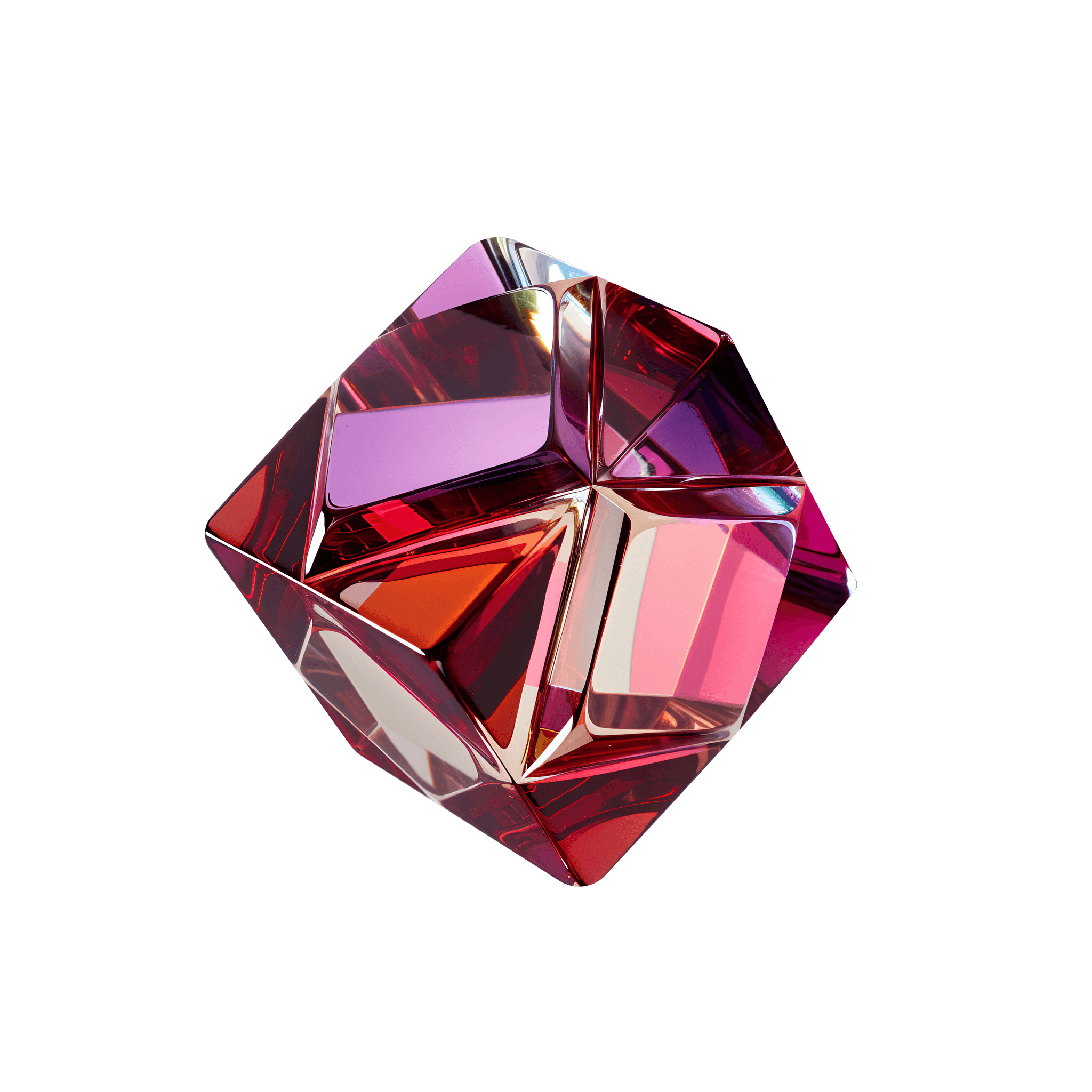 Glowing 3D Render Cube, Glass 