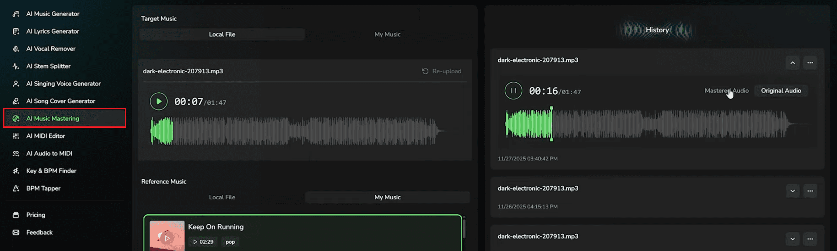 ai music mastering half