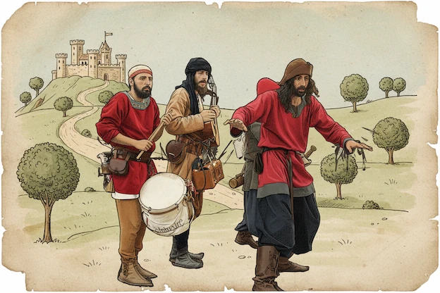 Dessin portrayant les artistes du groupe de musique Caminaire