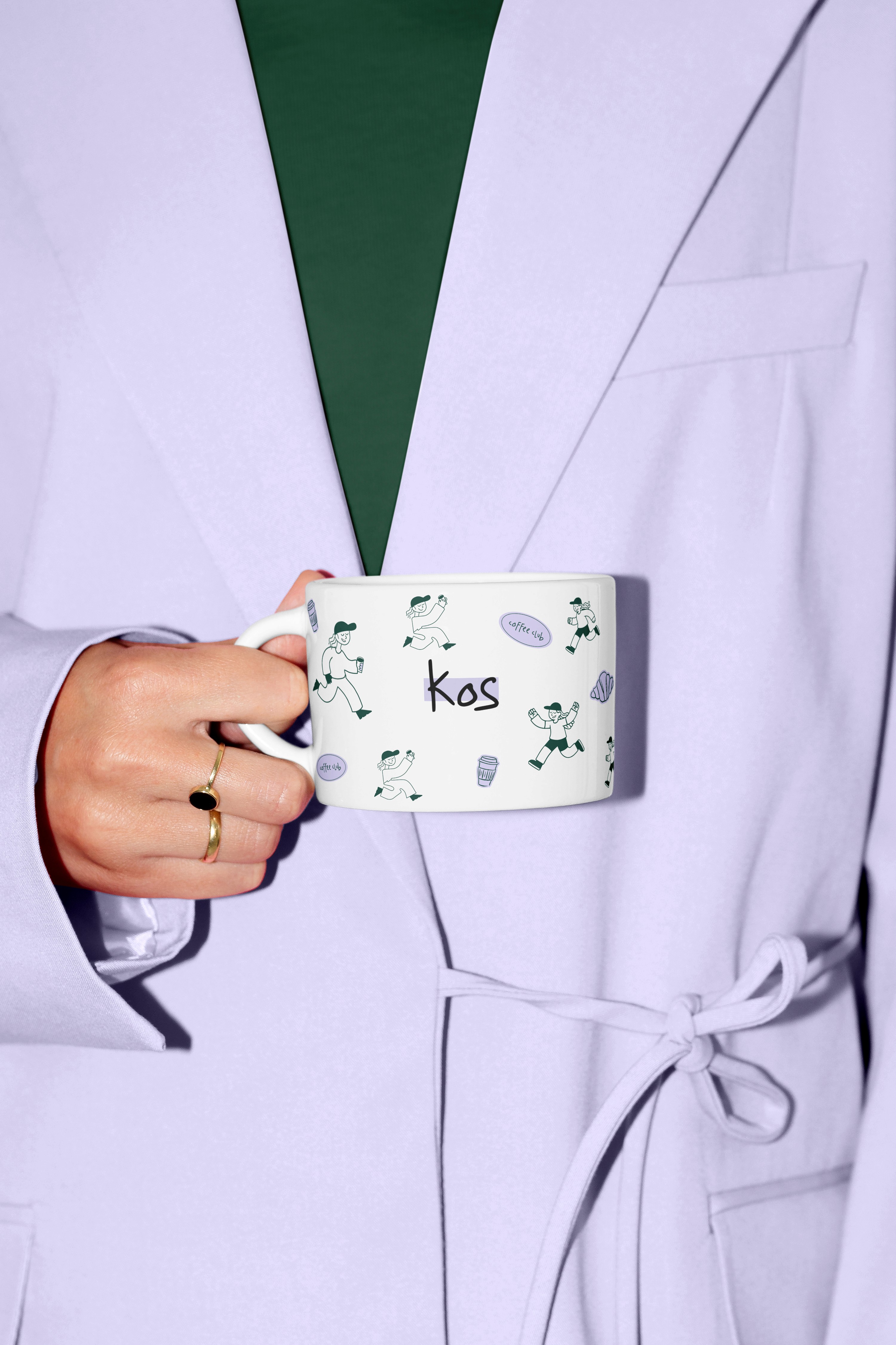 White branded cap with turquoise logo placed on fresh lemons in a red bowl