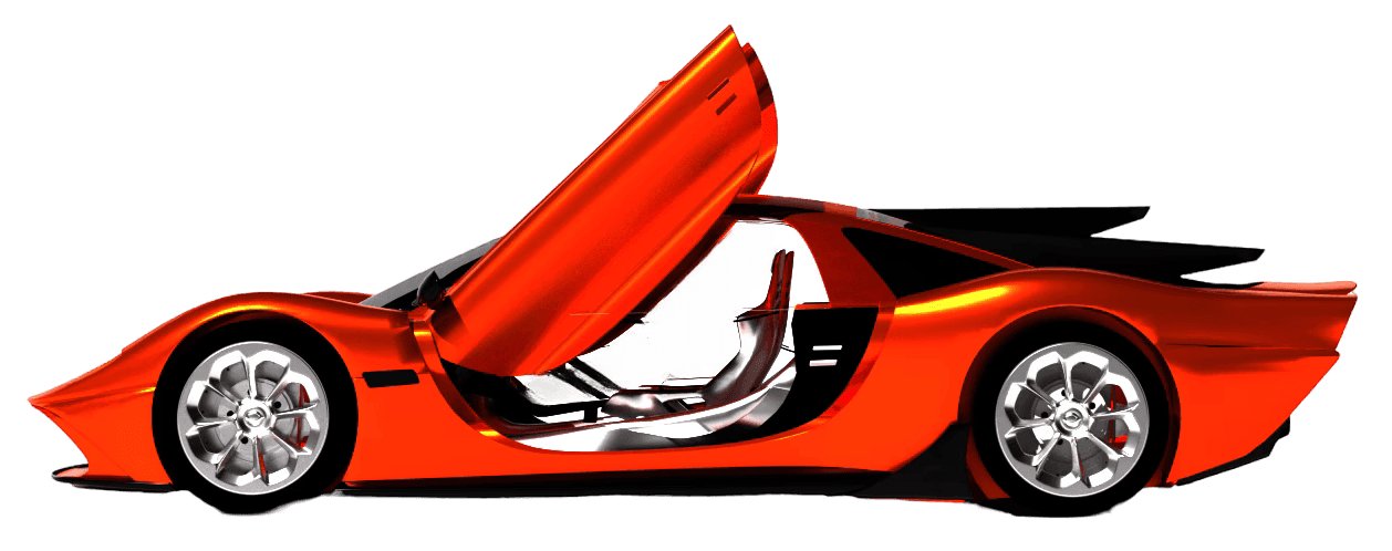Belharra Boutin Automobile Side profile. PNG Orange supercar doors opened