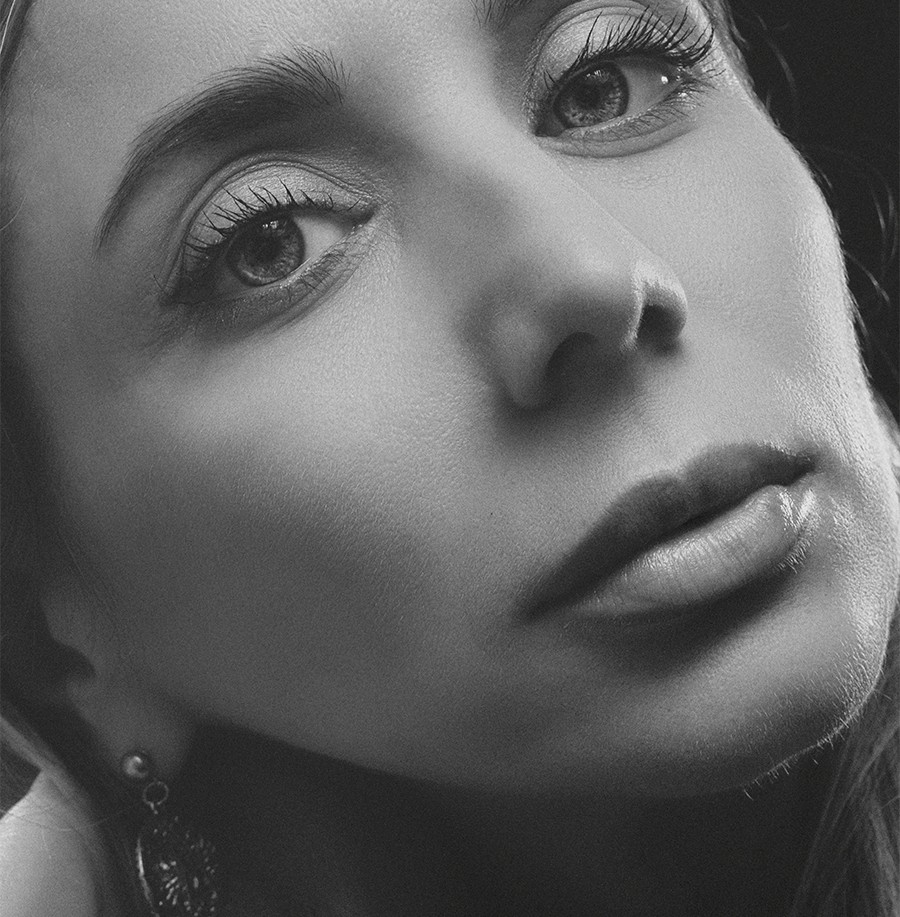 grayscale photo of woman